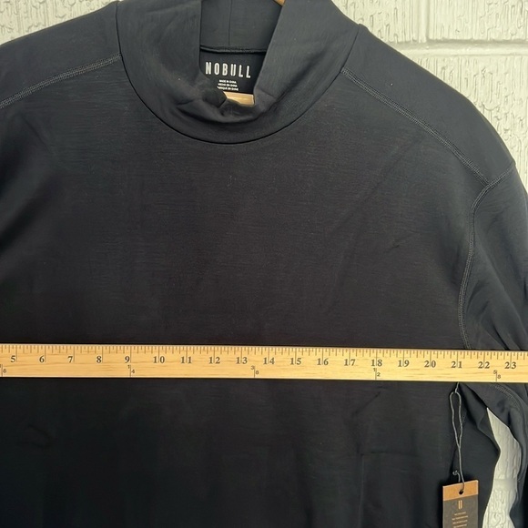 NOBULL Men's Blended Merino Wool Mock Neck Long Sleeve Shirt Black XXL NWT - Picture 9 of 10